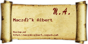 Maczák Albert névjegykártya
